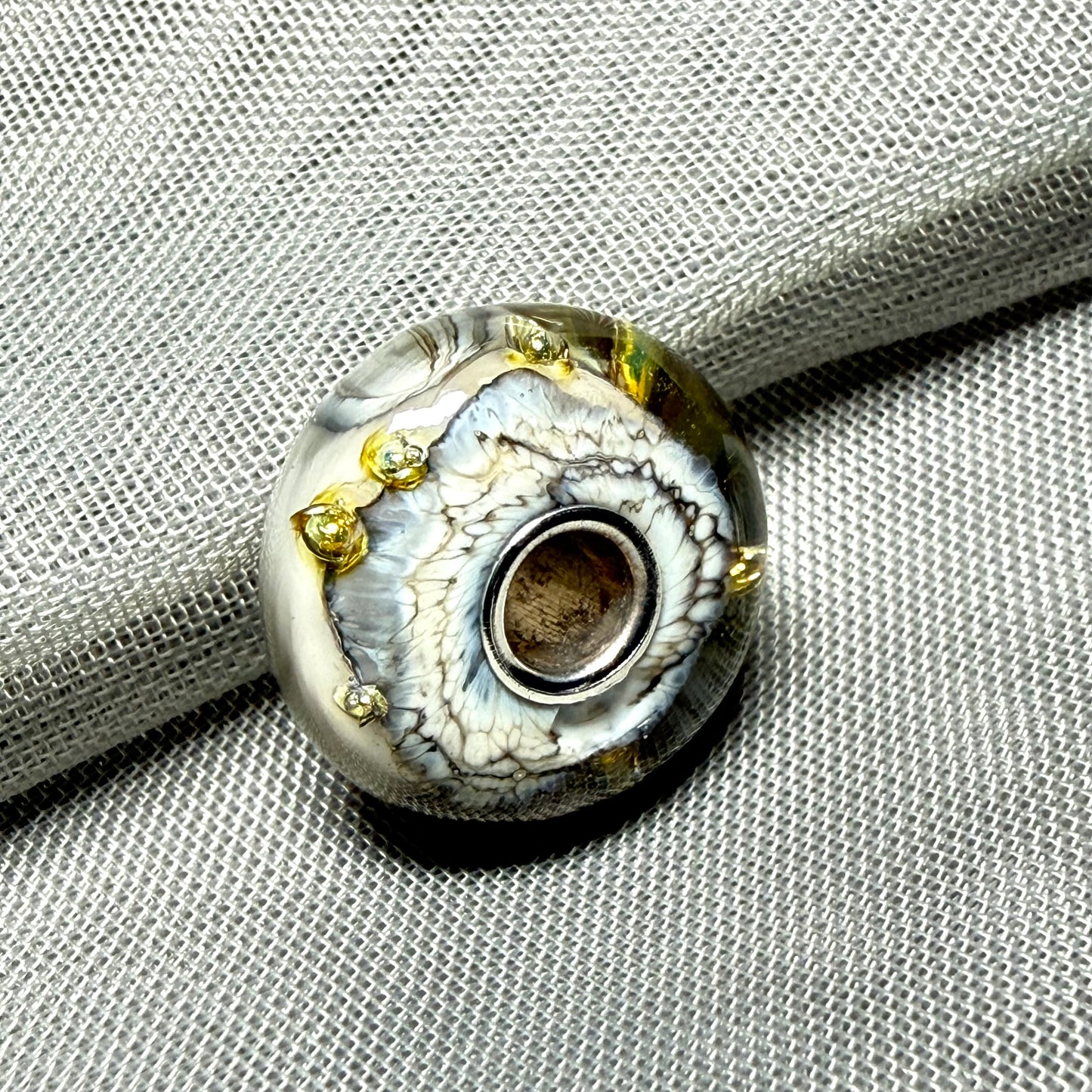 Grey cream glass Unique Trollbeads