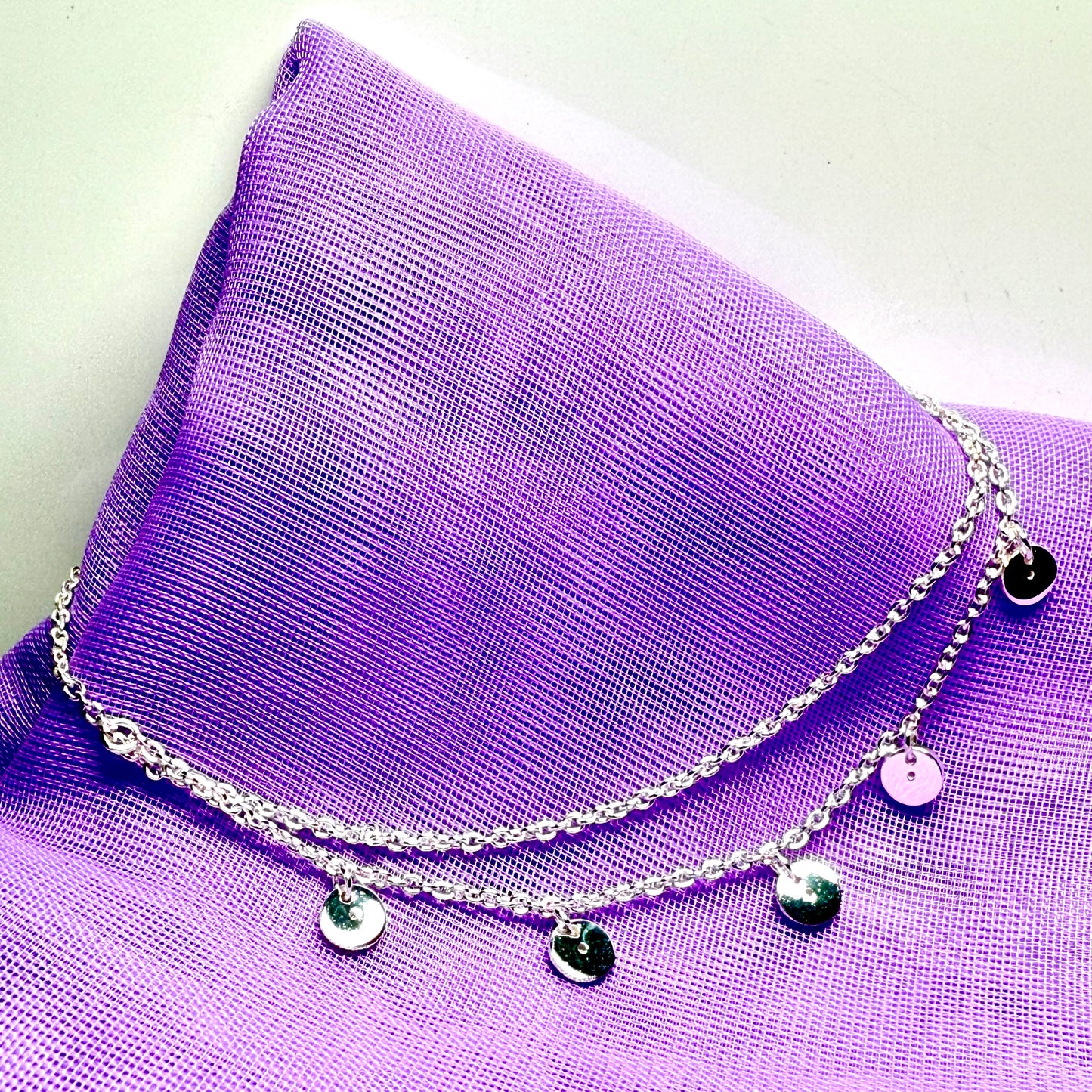 Real diamond ladies bracelet small round disc shaped charm sparkling sterling silver