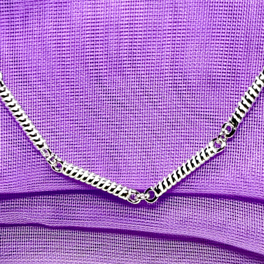 Ladies sterling silver long scrolled twisted patterned necklace solid links
