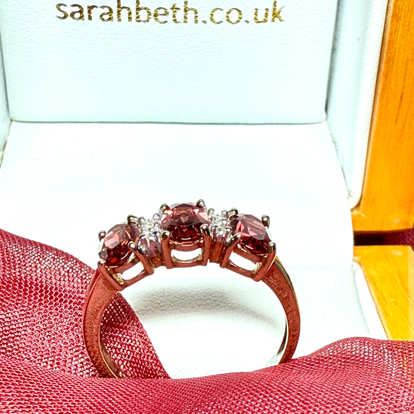 Garnet eternity ring oval dress cocktail ring yellow gold