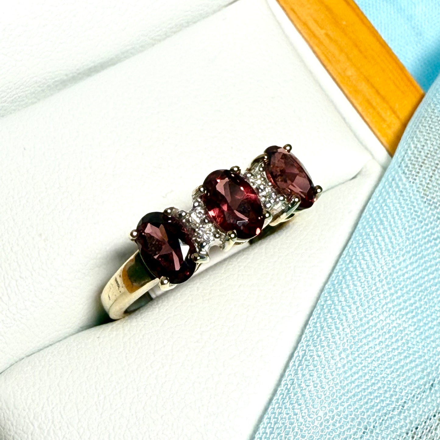 Garnet eternity ring oval dress cocktail ring yellow gold