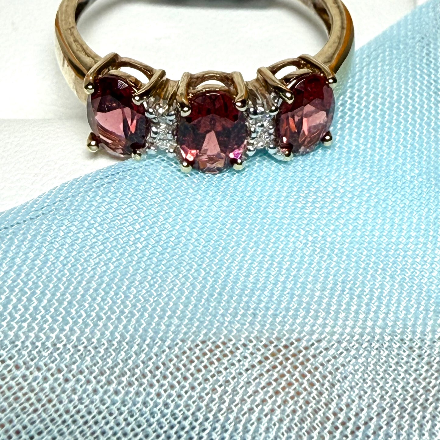 Garnet eternity ring oval dress cocktail ring yellow gold