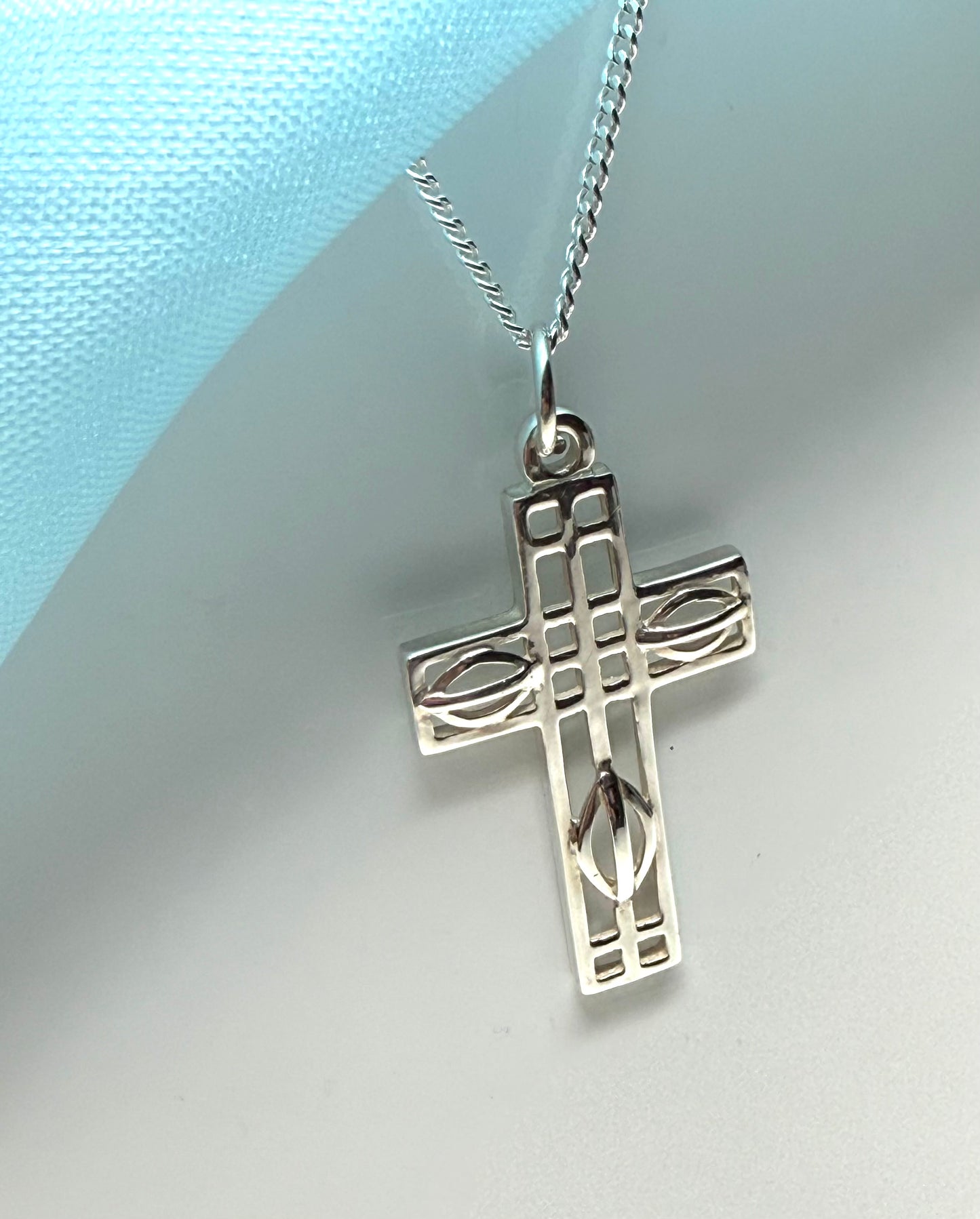 Charles Rennie Mackintosh large cross necklace sterling silver