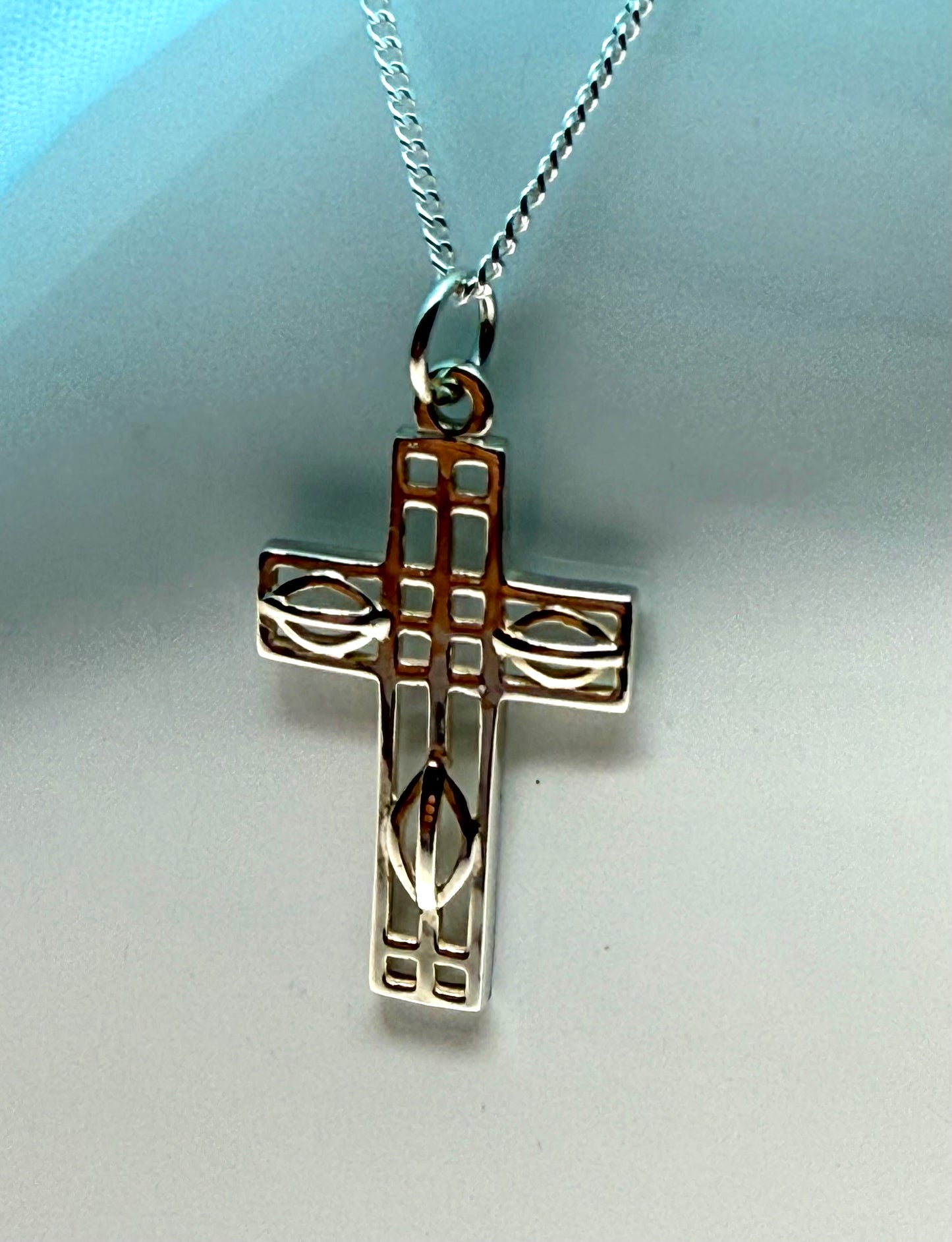 Charles Rennie Mackintosh large cross necklace sterling silver