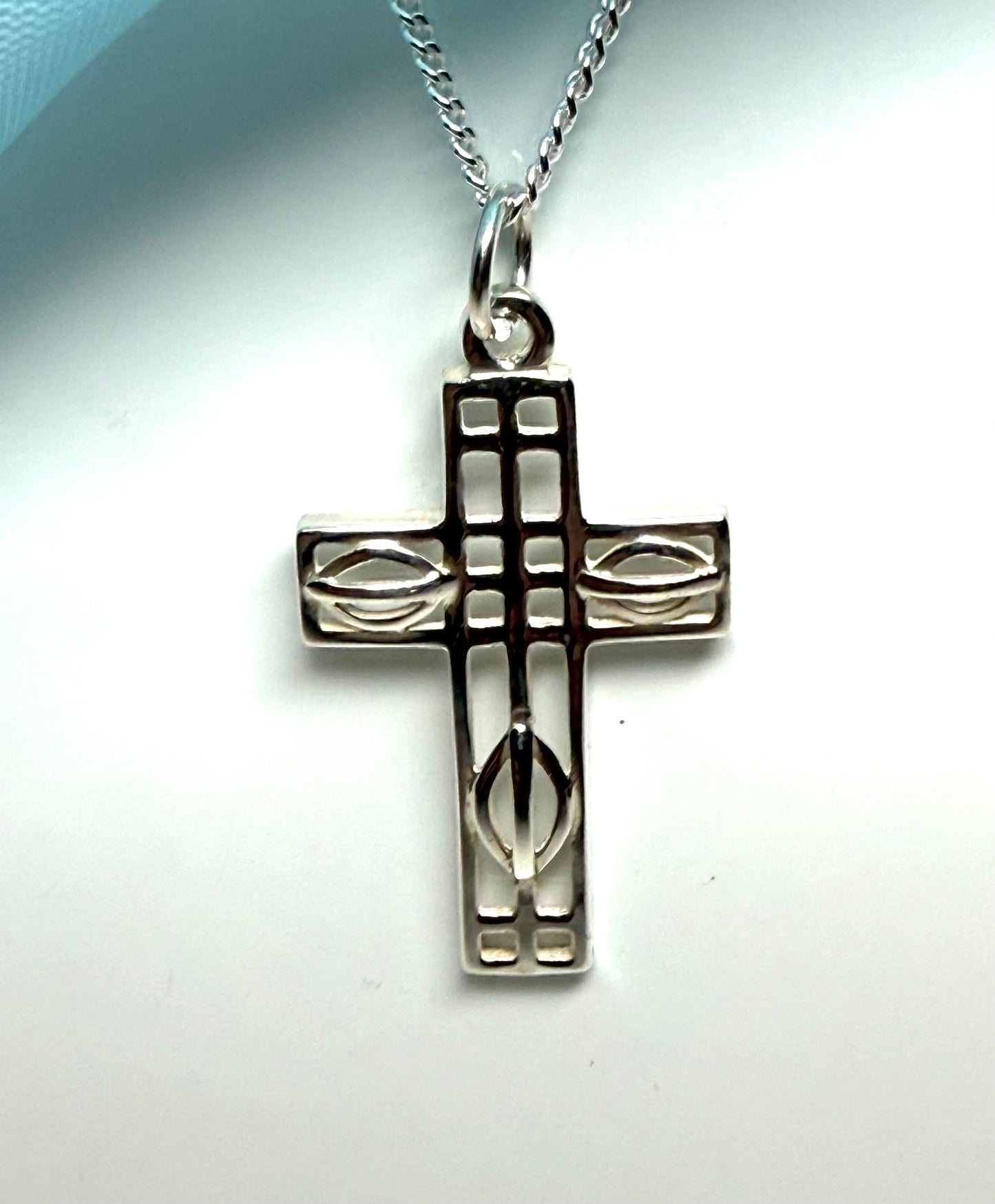 Charles Rennie Mackintosh large cross necklace sterling silver