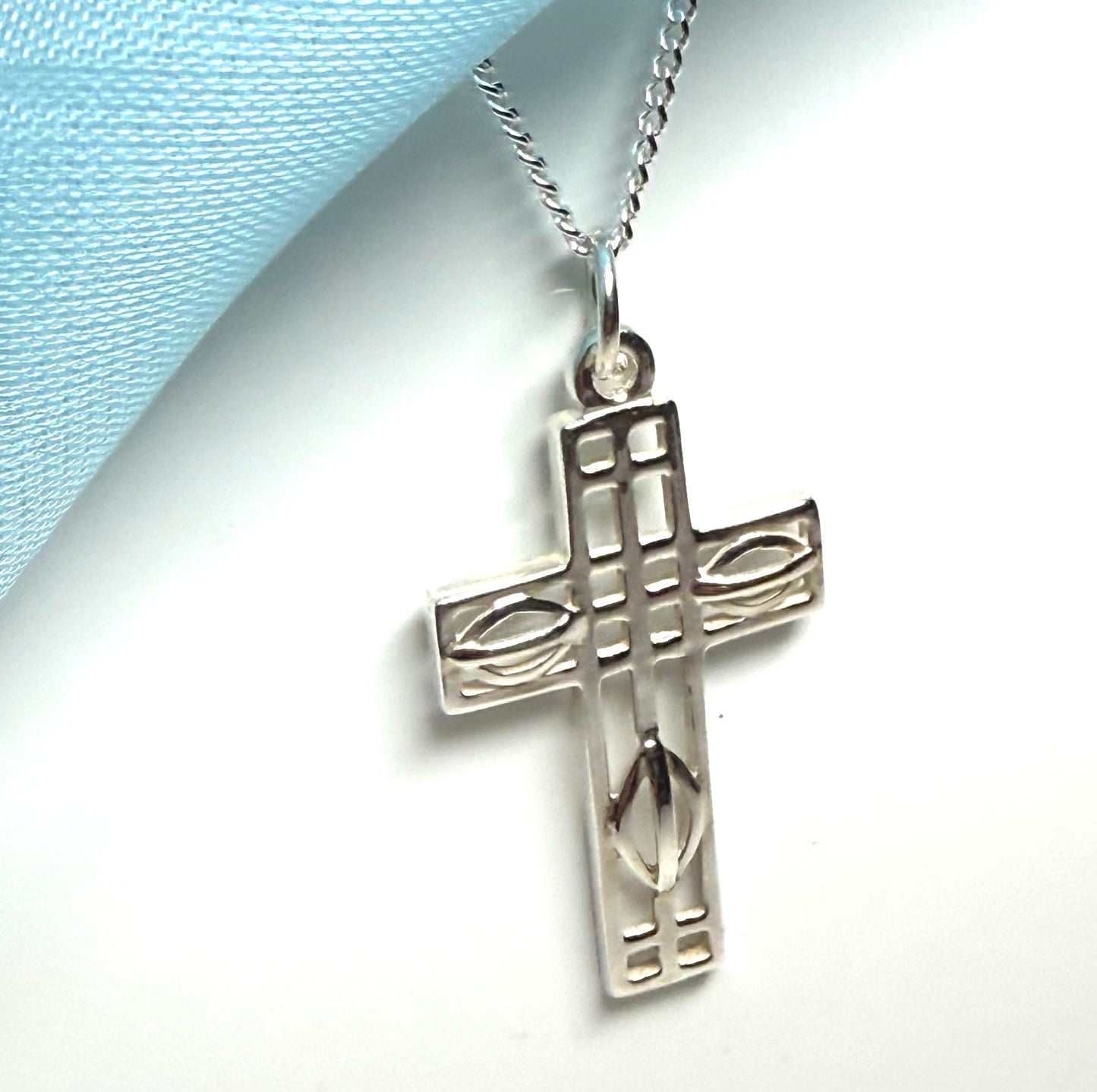 Charles Rennie Mackintosh large cross necklace sterling silver