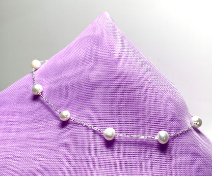 Real freshwater fine round pearl sterling silver bracelet