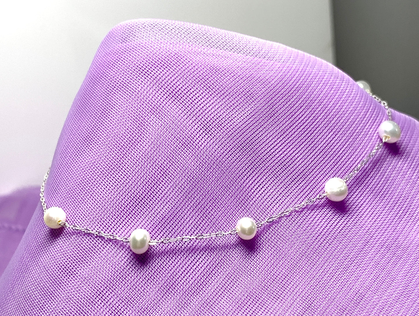 Real freshwater fine round pearl sterling silver bracelet