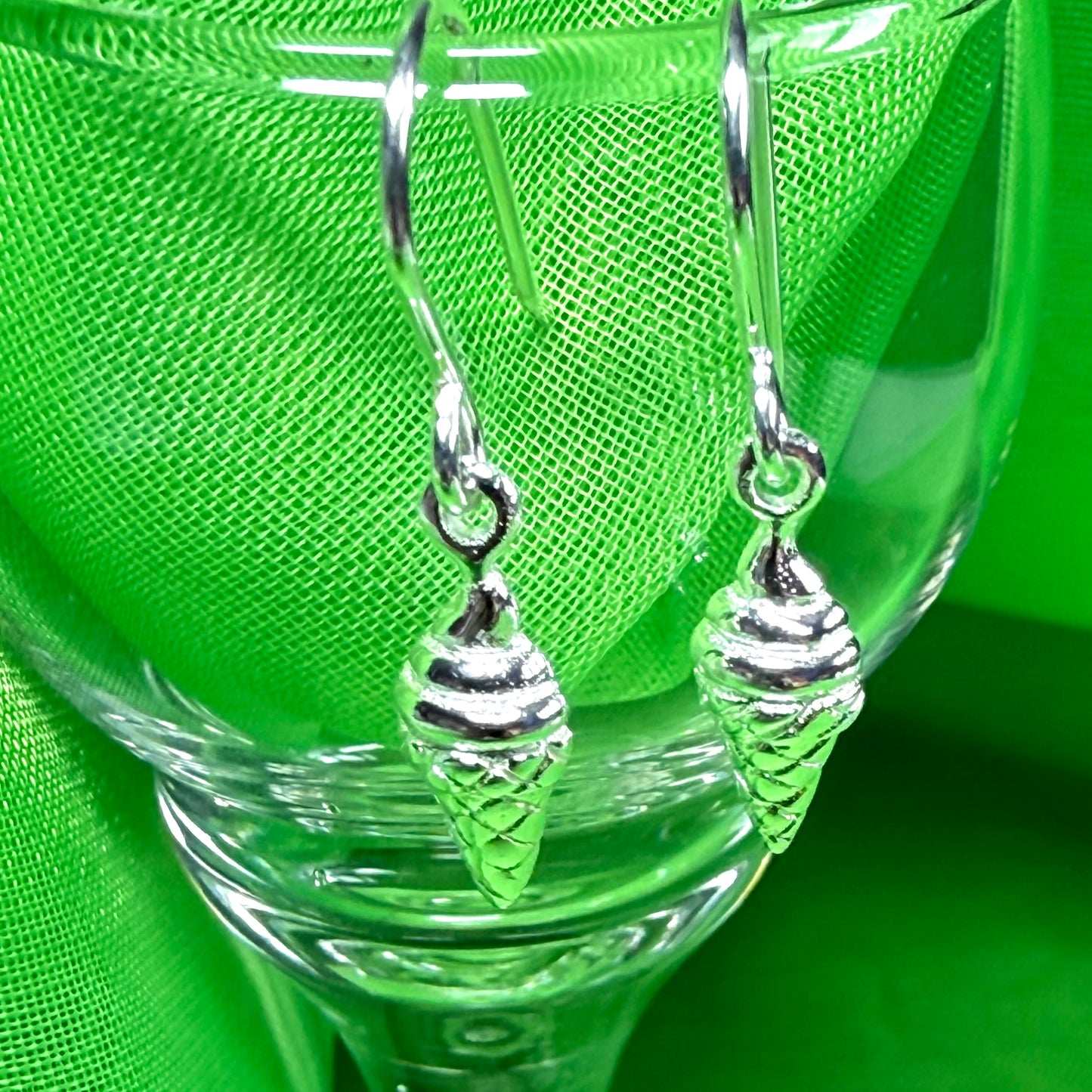 Ice cream shaped drop earrings sterling silver drop design
