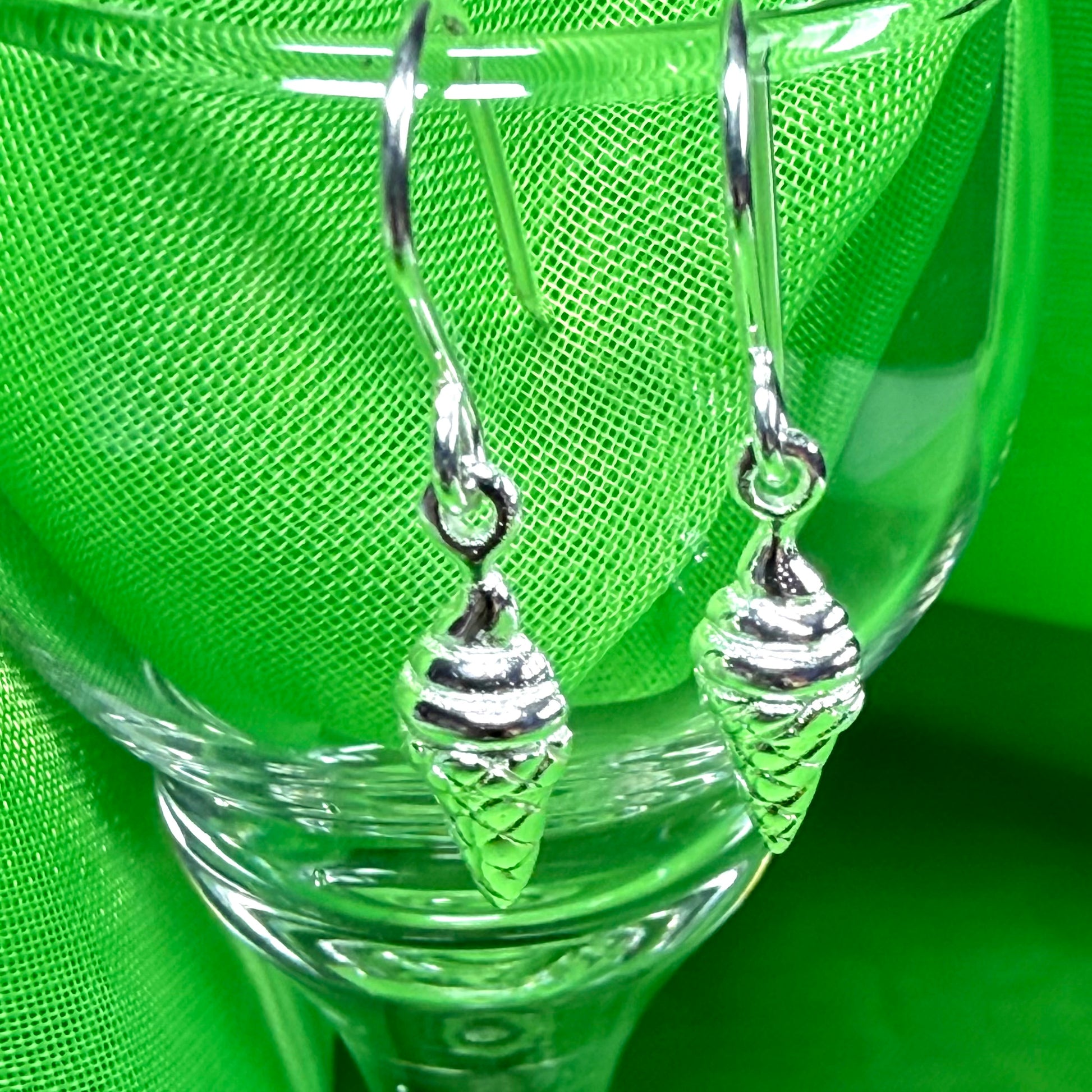 Ice cream shaped drop earrings sterling silver drop design