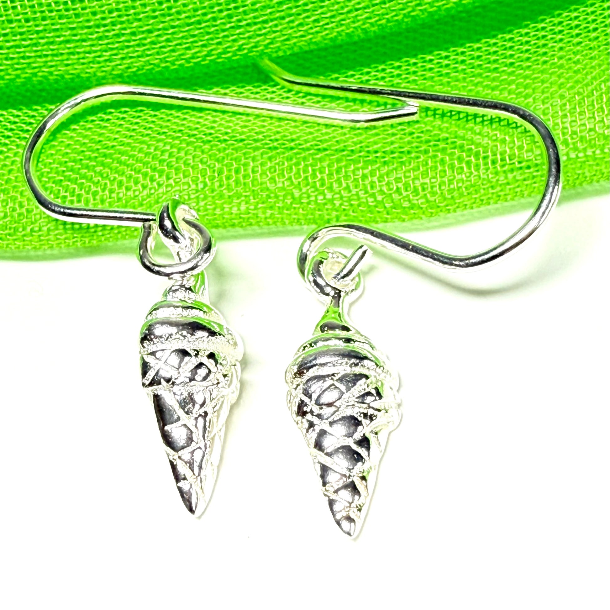 Ice cream shaped drop earrings sterling silver drop design