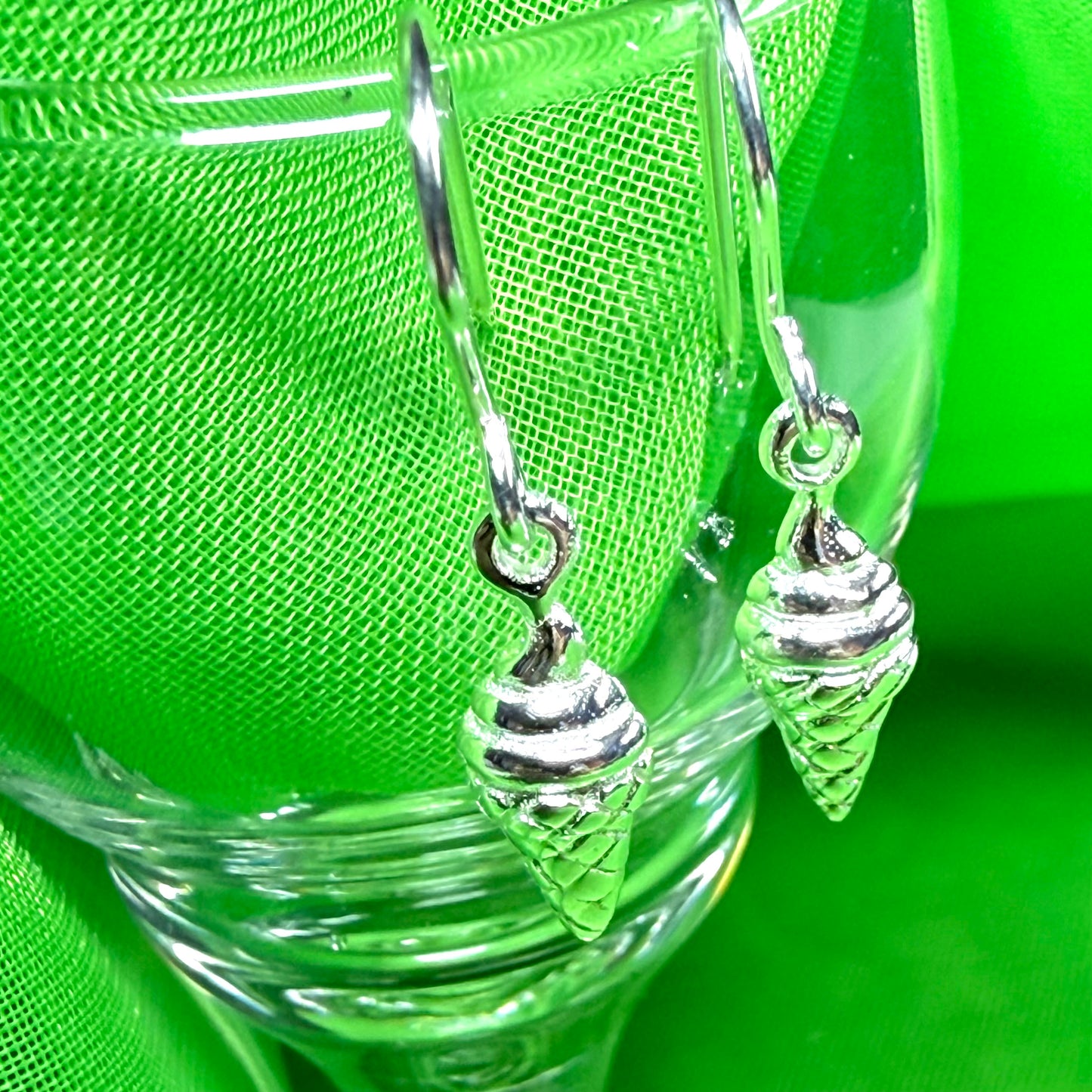Ice cream shaped drop earrings sterling silver drop design