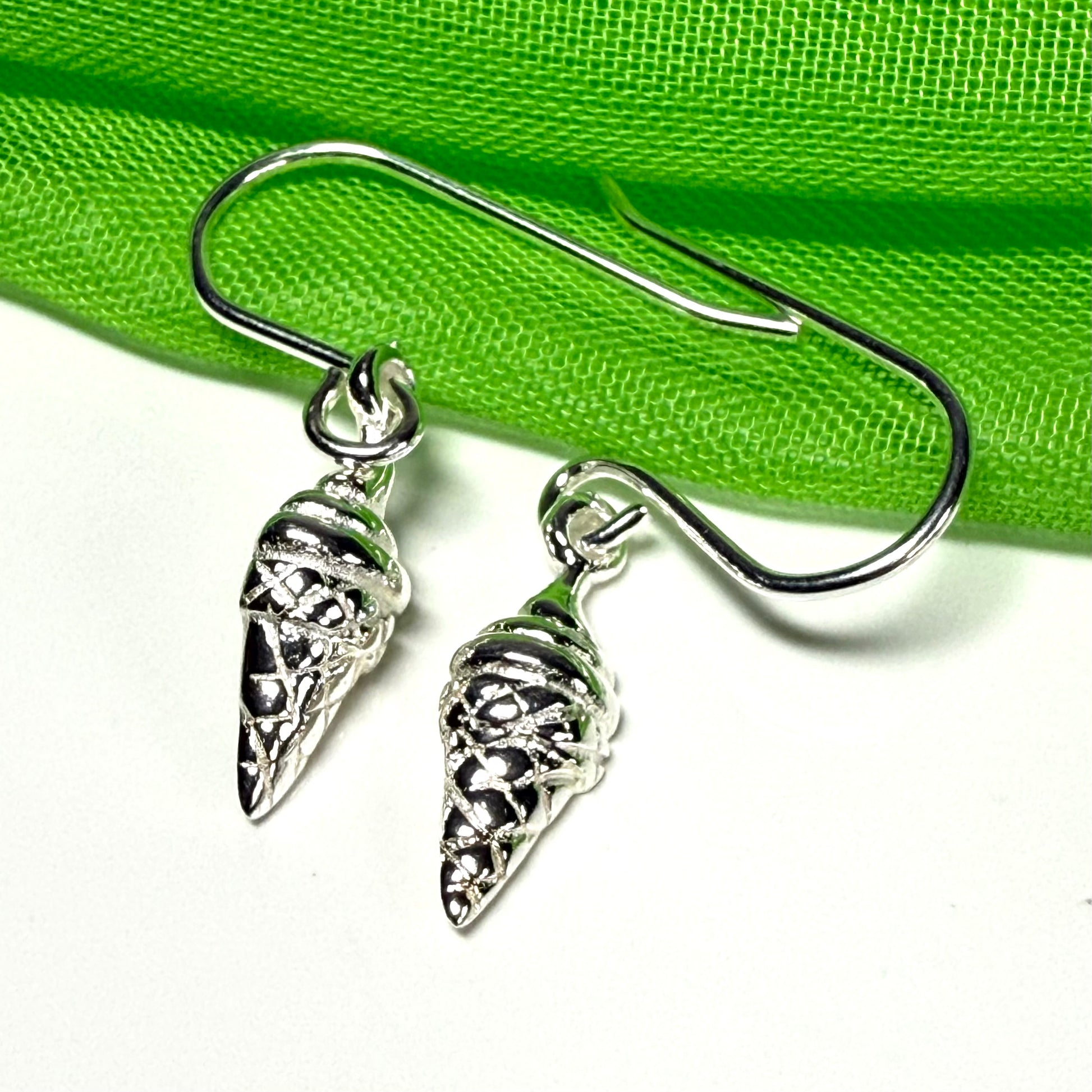 Ice cream shaped drop earrings sterling silver drop design