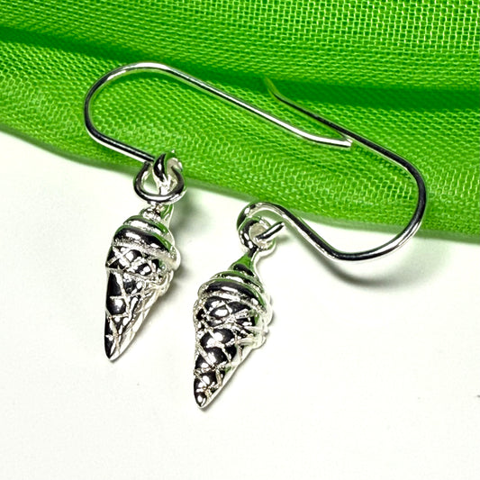 Ice cream shaped drop earrings sterling silver drop design