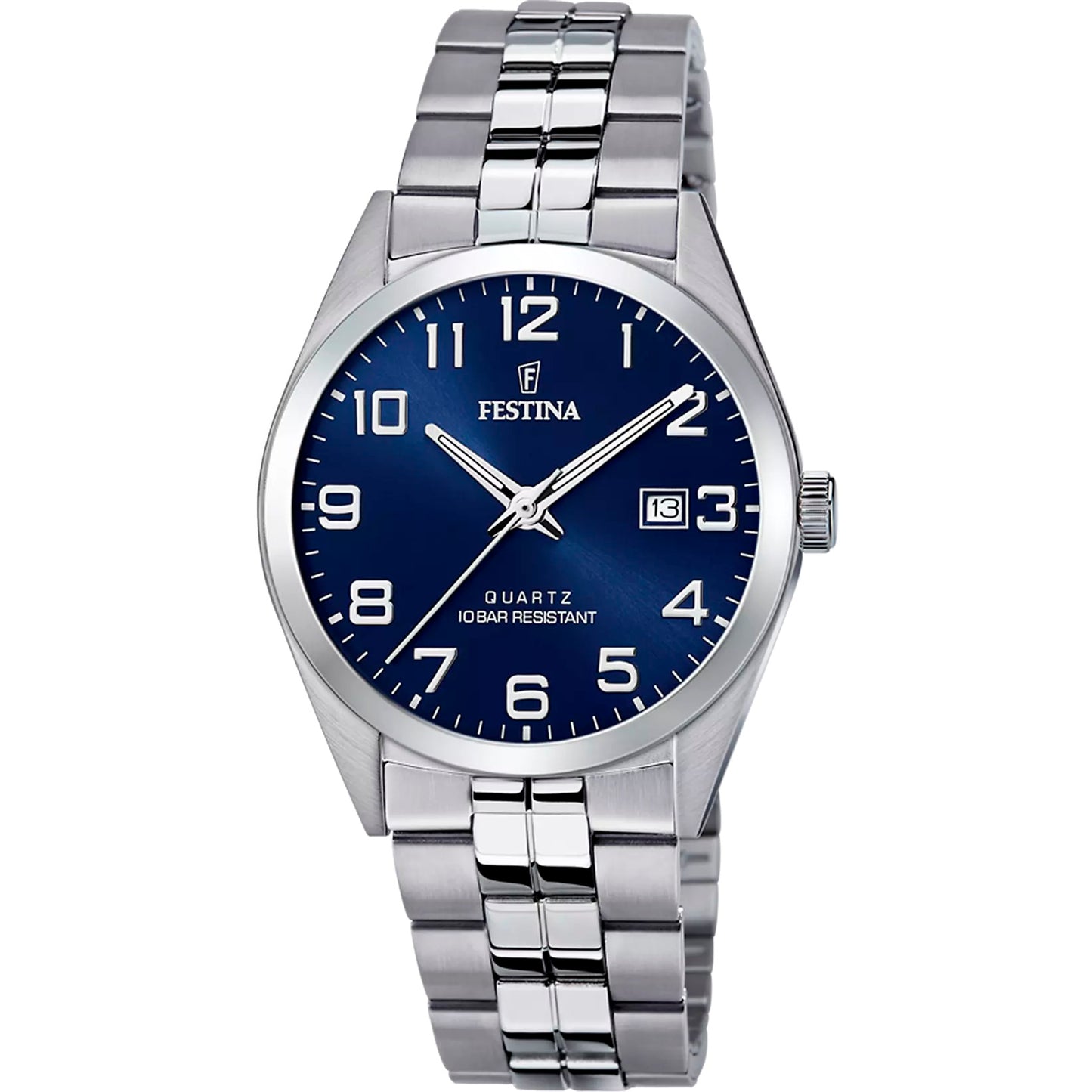 F20437/3 Festina Men's Bracelet Watch Round Clear Blue Arabic Dial Date Feature