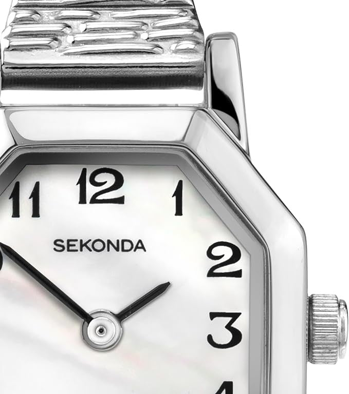 4623 Sekonda watch ladies silver plated expanding bracelet clear dial Arabic
