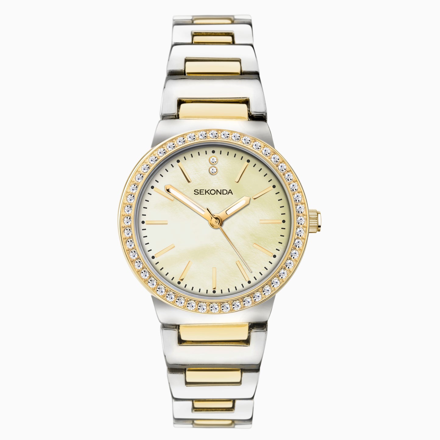 40490 Sekonda Watch Amelia Ladies Two Tone Bracelet Clear Dial Crystal Set