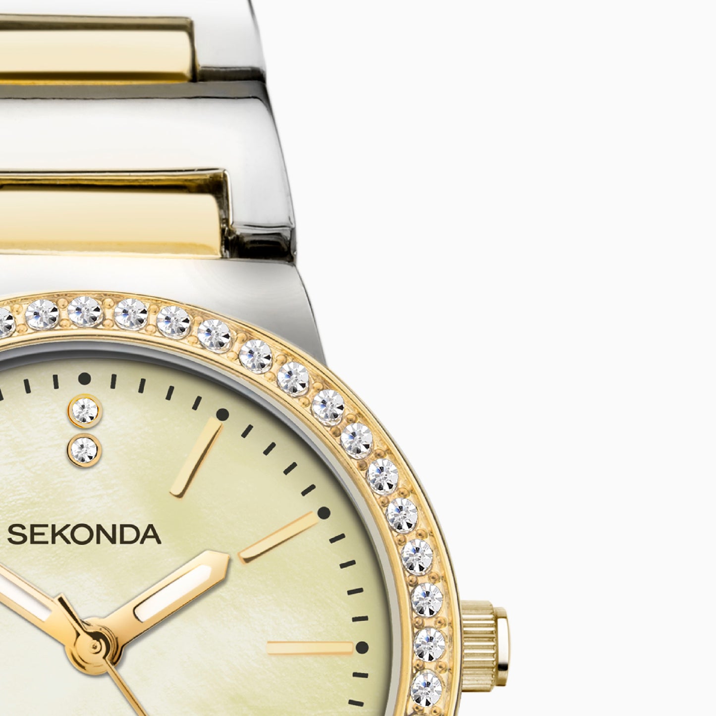 40490 Sekonda Watch Amelia Ladies Two Tone Bracelet Clear Dial Crystal Set