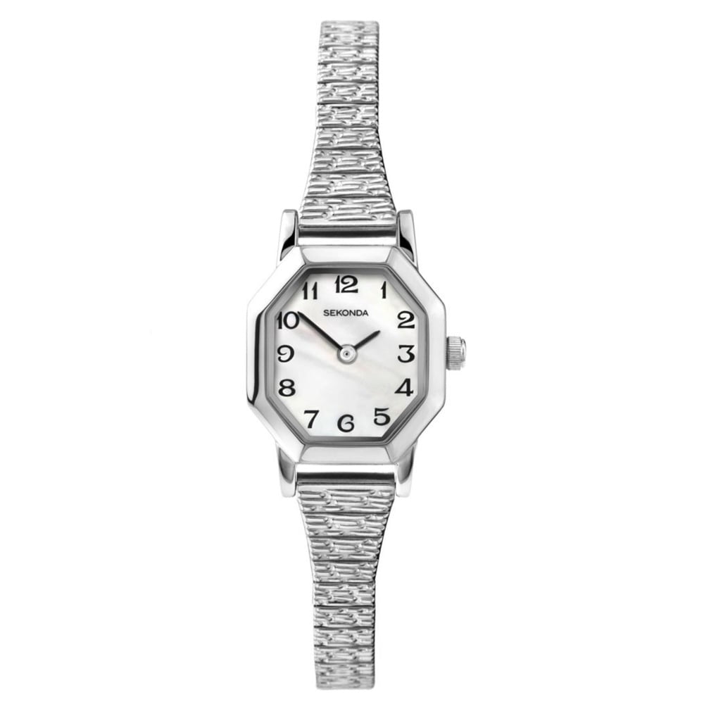 4623 Sekonda watch ladies silver plated expanding bracelet clear dial Arabic