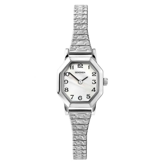 4623 Sekonda watch ladies silver plated expanding bracelet clear dial Arabic