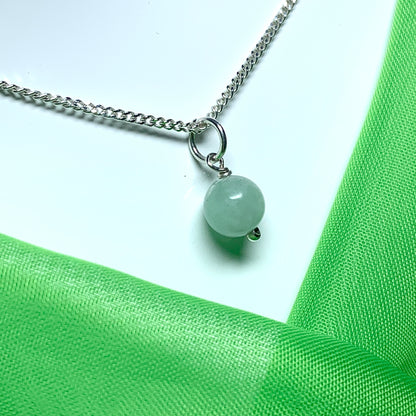 Jade pendant necklace round ball shaped green