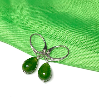 Jade necklace teardrop shaped green pendant