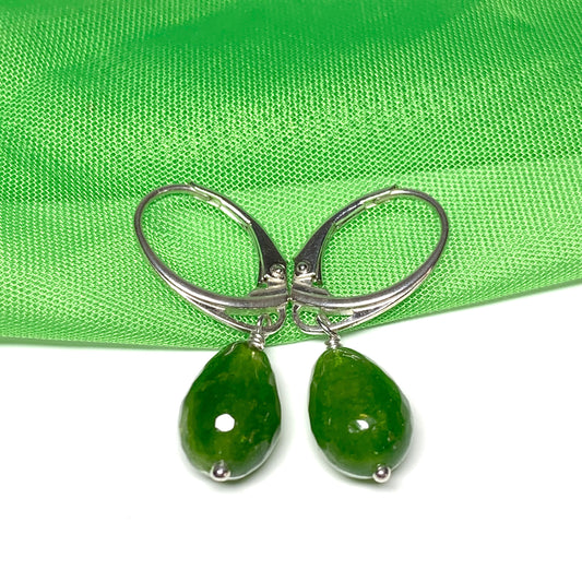 Jade necklace teardrop shaped green pendant