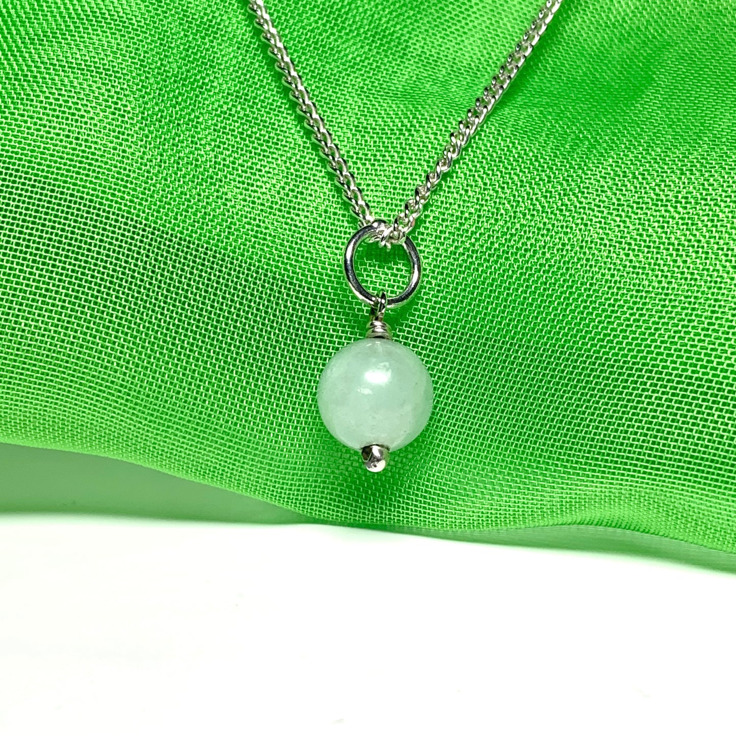 Jade pendant necklace round ball shaped green