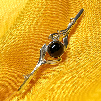 Jet brooch sterling silver