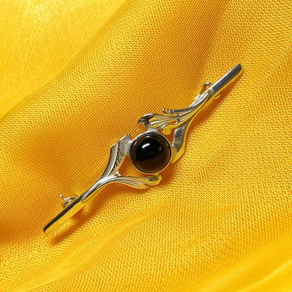 Jet brooch sterling silver