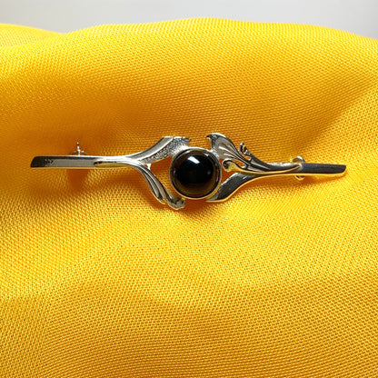 Jet brooch sterling silver