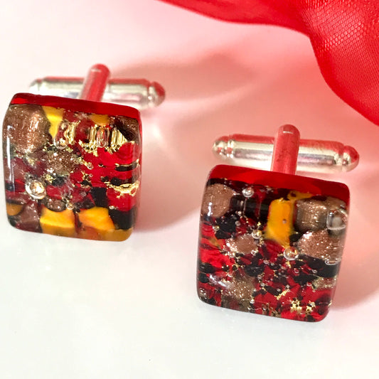 Jewel Red Real Murano Glass Cufflinks