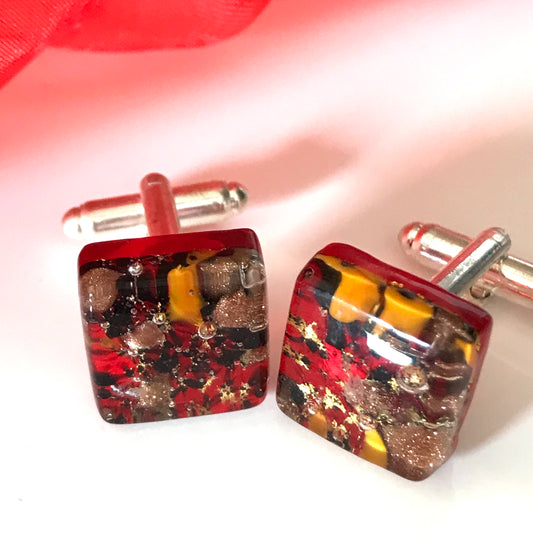Jewel Red Real Murano Glass Cufflinks
