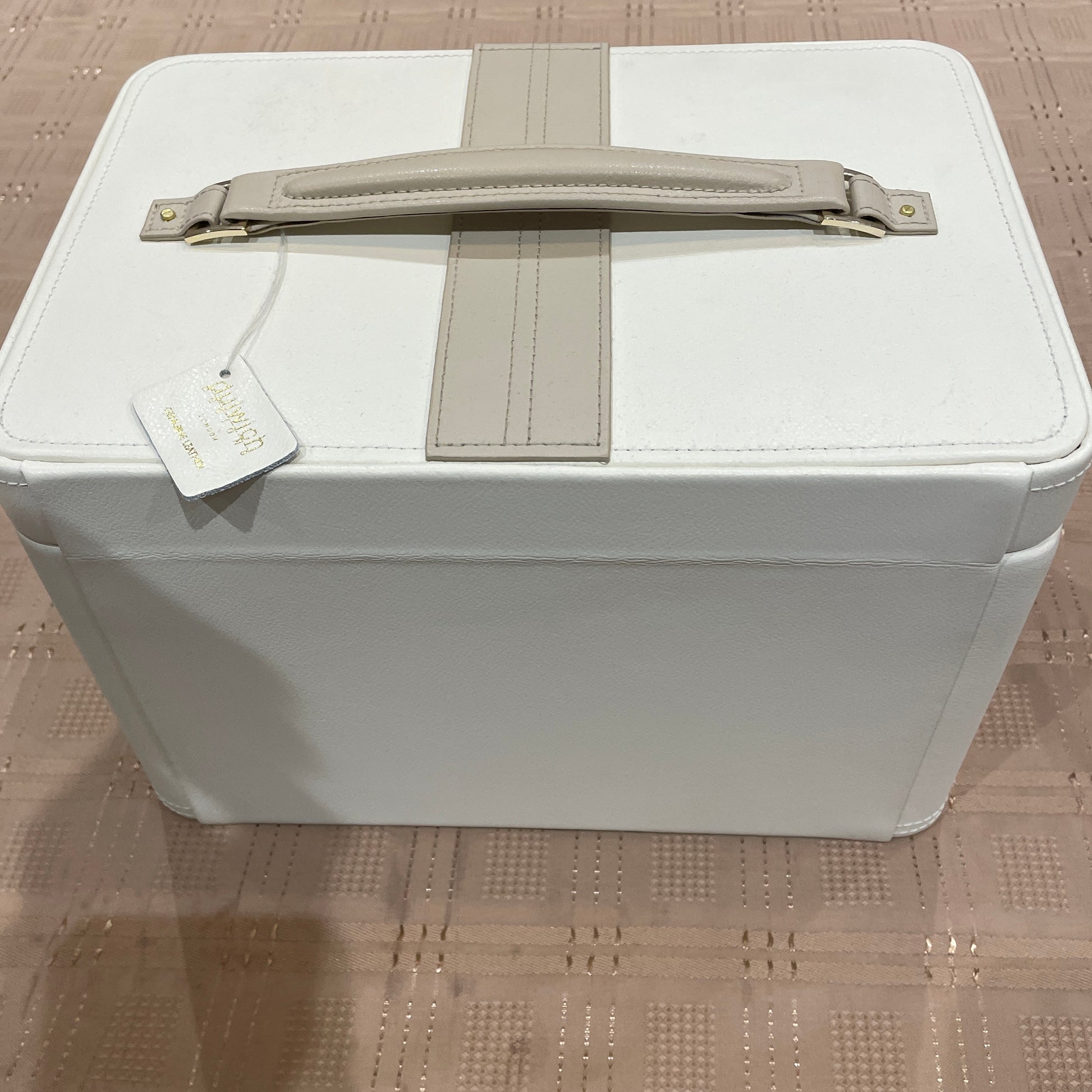 Jewellery box extra large real leather cream Dulwich Designs 71021