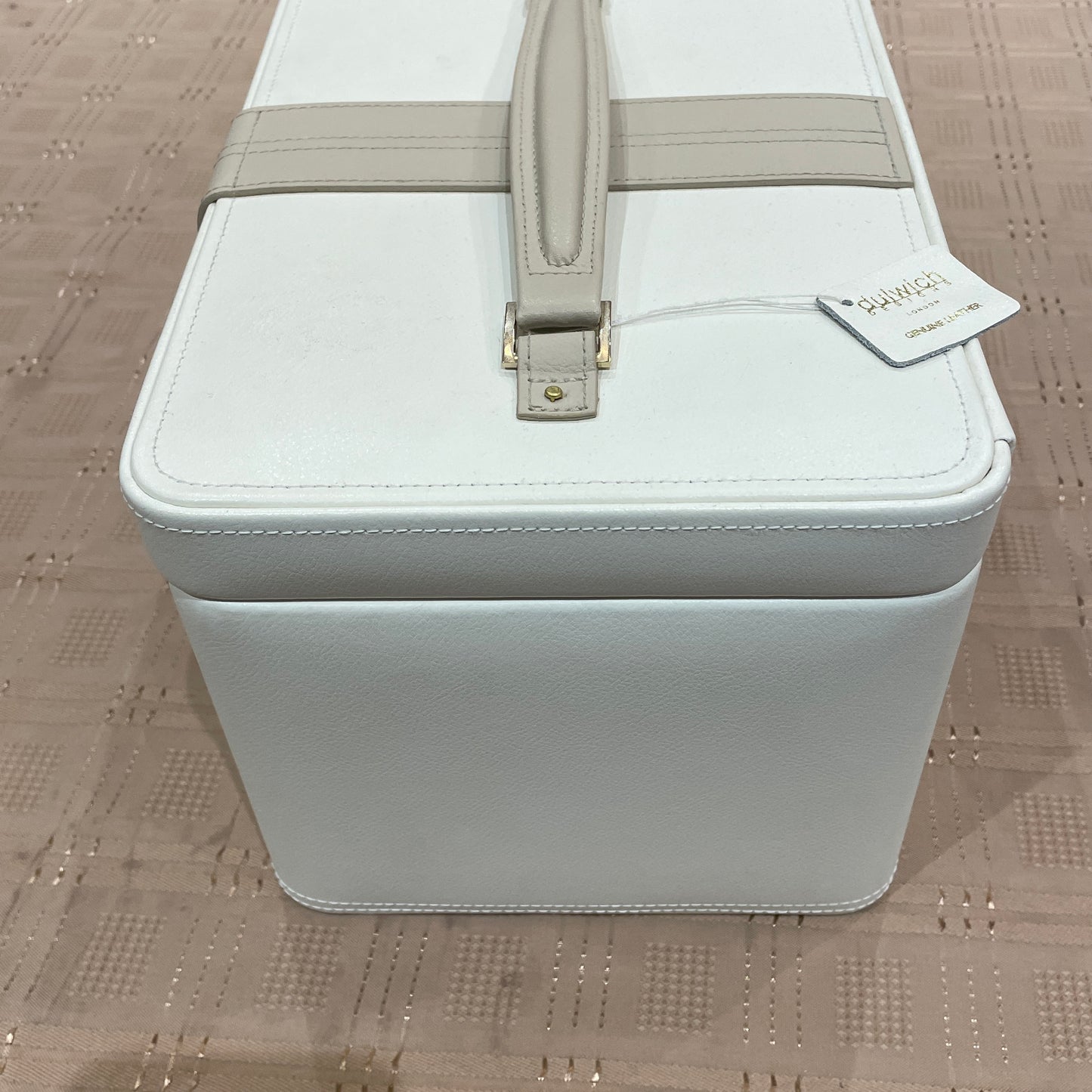 Jewellery box extra large real leather cream Dulwich Designs 71021