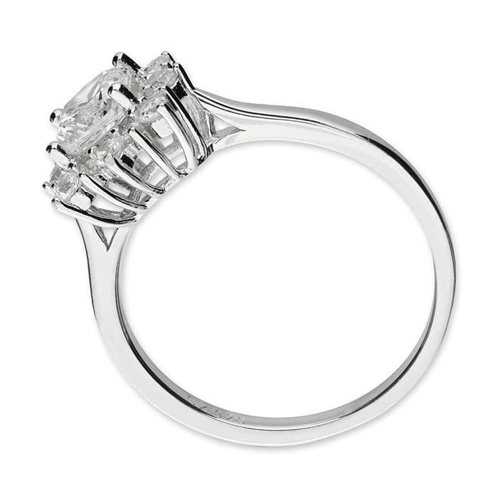 Ladies Silver Cluster Ring Cushion Square Shaped