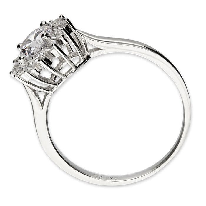 Ladies Sterling Silver Cluster Ring Round Shape