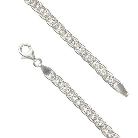 Ladies Sterling Silver Fancy Double Curb Bracelet