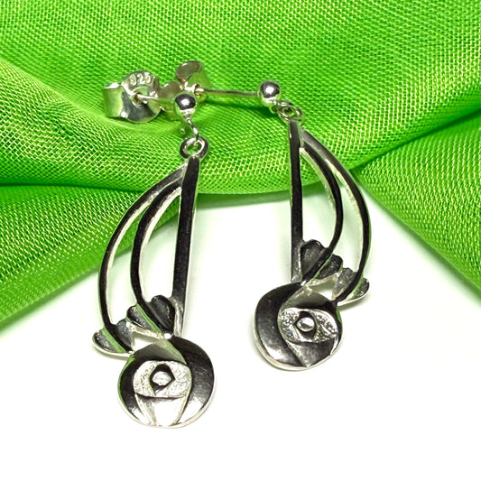 Ladies Charles Rennie Mackintosh drop earrings sterling silver