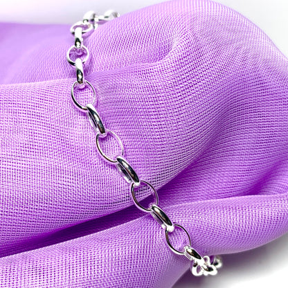 Ladies bracelet oval belcher link solid sterling silver