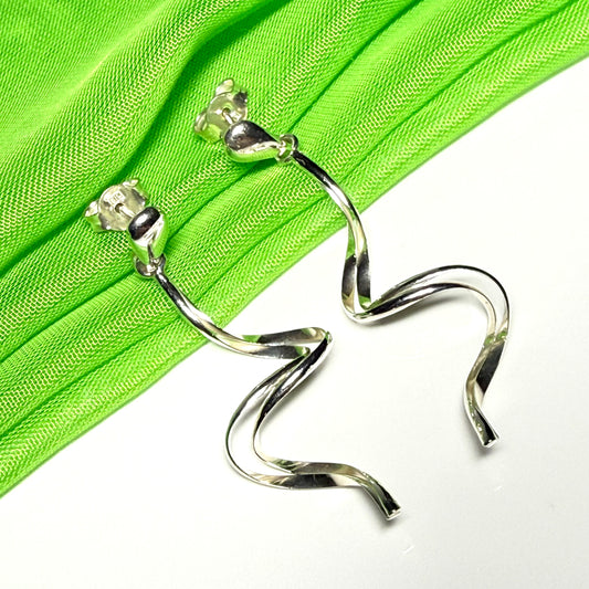 Ladies fancy swirl drop earrings sterling silver