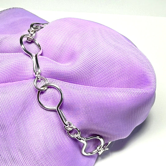 Ladies solid bracelet fancy open link twisted sterling silver
