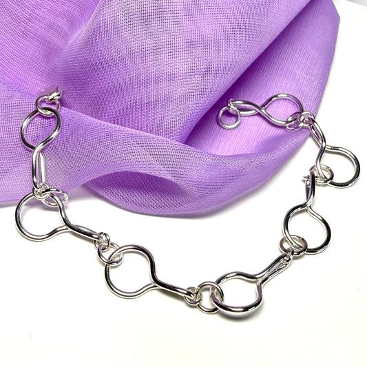 Ladies solid bracelet fancy open link twisted sterling silver