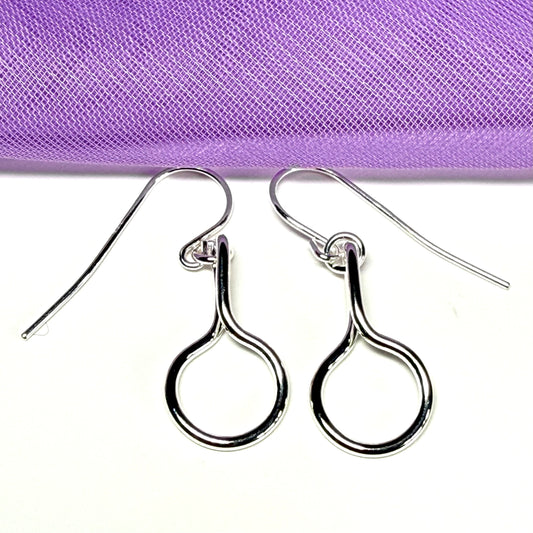Ladies solid drop earrings fancy open link twisted sterling silver