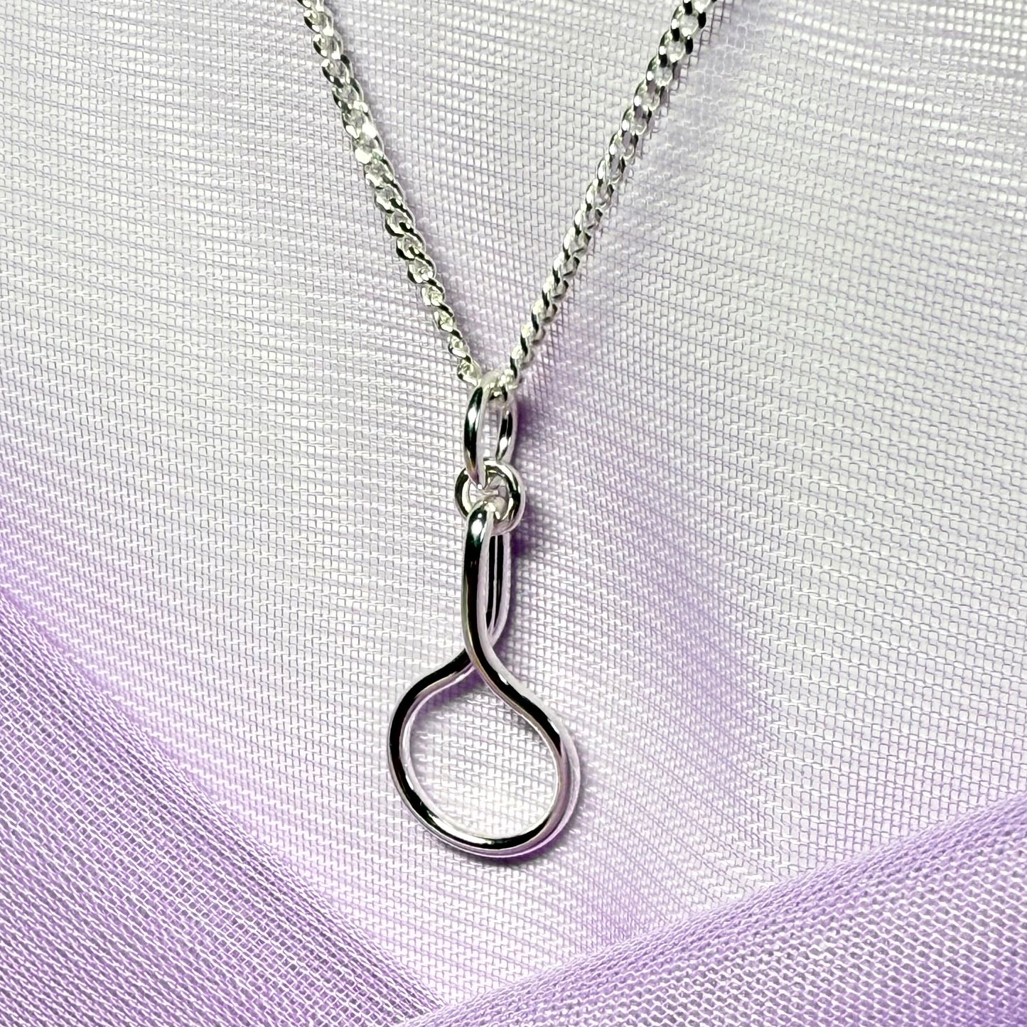 Ladies solid drop necklace fancy open link twisted pendant sterling silver