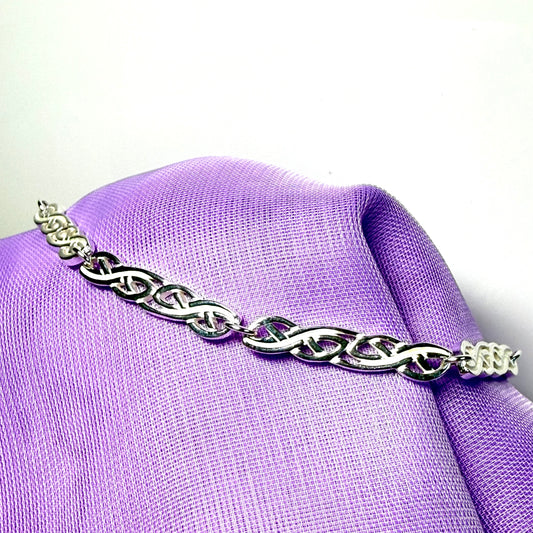 Ladies sterling silver bracelet fancy patterned solid patterned Celtic link