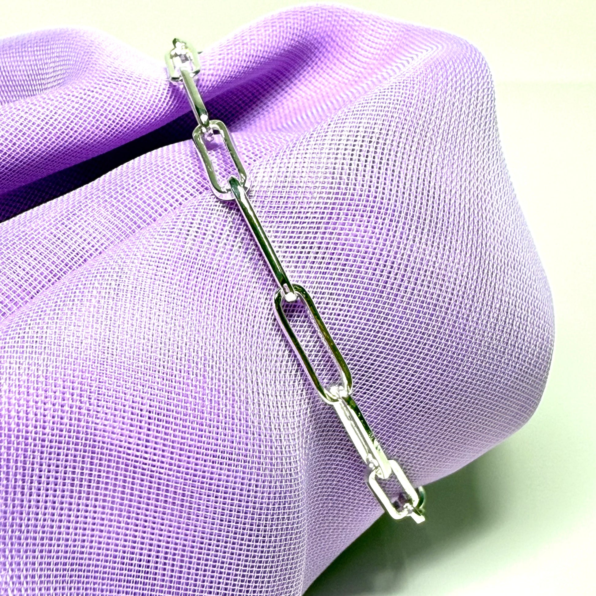 Ladies sterling silver long paperlink bracelet solid link