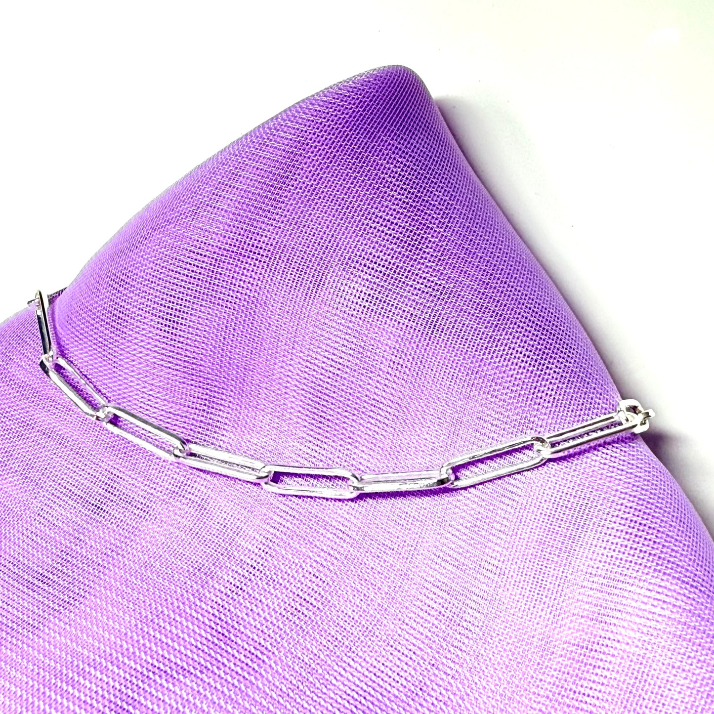 Ladies sterling silver long paperlink bracelet solid link