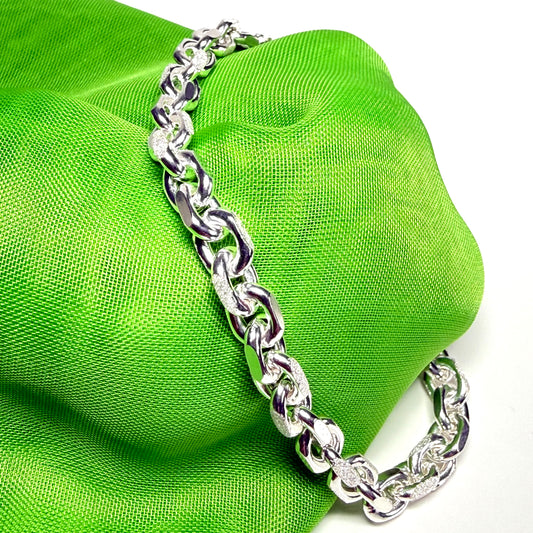 Ladies sterling silver solid heavy squared belcher bracelet
