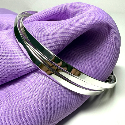 Ladies triple sterling silver Russian wedding bangle